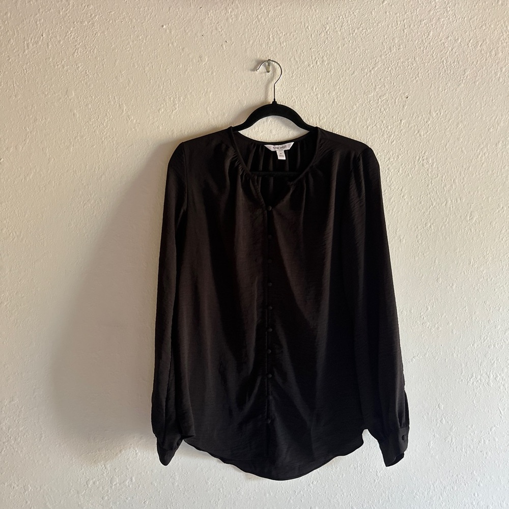 Nine West Black Button-Up Blouse